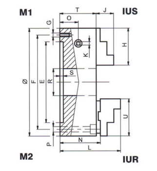 IUS 400/3 Superior M1 TOS_Dreibacken_Universaldrehfutter