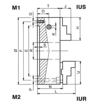 IUS 125/3 Superior M1 TOS_Dreibacken_Universaldrehfutter