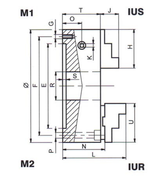 IUS 160/3 Standard M1 TOS_Dreibacken_Universaldrehfutter