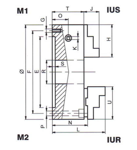 IUS 250/3 Superior M1 TOS_Dreibacken_Universaldrehfutter